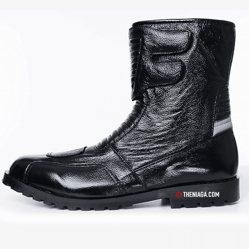 Kasut Motor 4001 8” Kulit Asli, Zip+Velcro & Reflektif