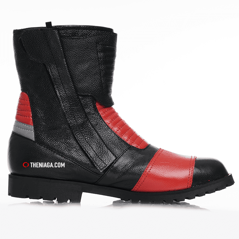 Kasut Motor 4001 8" Red - 100% Kulit & Jalur Reflektif